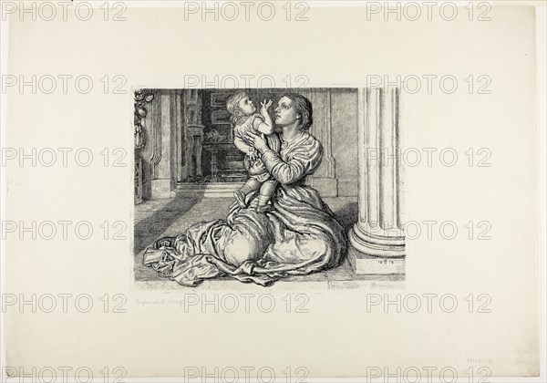 Father’s Leave-Taking, 1879, William Holman Hunt, English, 1827-1910, England, Etching on ivory laid paper, 189 × 250 mm (plate), 333 × 475 mm (sheet)