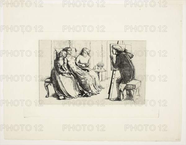Saint Agnes of Intercession, 1850, Sir John Everett Millais, English, 1829-1896, England, Etching on cream laid paper, 144 × 226 mm (plate), 229 × 298 mm (sheet)