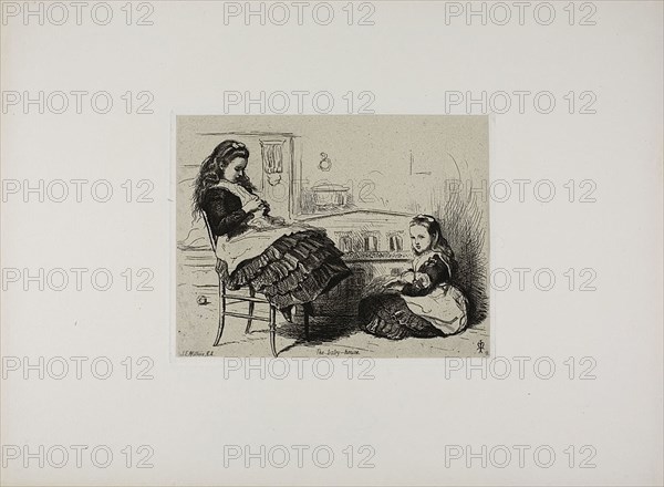 The Baby House, 1863, Sir John Everett Millais, English, 1829-1896, England, Etching on cream chine, laid down on ivory wove paper, 145 × 184 mm (plate), 280 × 385 mm (sheet)