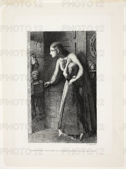 The Haunted House, 1858, Simeon Solomon, English, 1840-1905, England, Etching on ivory wove paper, laid down on ivory wove paper, 178 × 125 mm (plate), 205 × 152 mm (sheet)