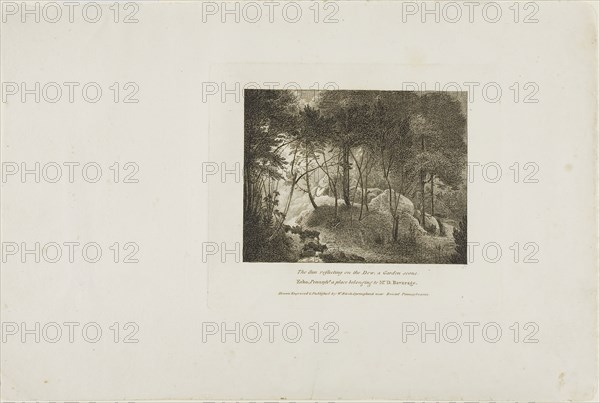 Sun Reflecting on the Dew, A Garden Scene, c. 1812, William Birch, American, 1755-1834, United States, Etching on paper, 101 x 131 mm (image), 143 x 170 mm (plate), 233 x 349 mm (sheet)