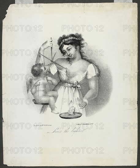 Love’s the Lightest, n.d., William Browne (American, 1814-1877), published by Pendleton Lithography (Boston), United States, Lithograph on off-white wove paper, 150 x 139 mm (image), 247 x 204 mm (sheet)