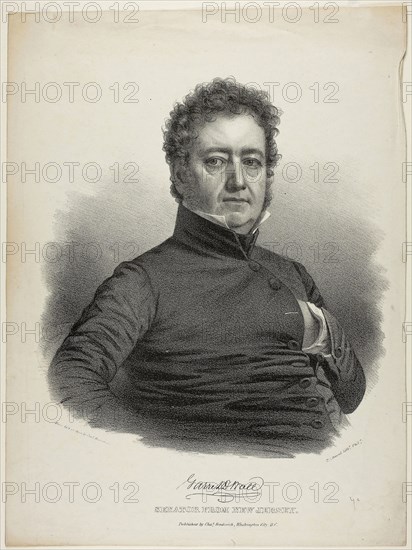 Garrett D. Wall, Senator from New Jersey, c. 1840, Charles Fenderich, German, active in the United States, 1805–1887, United States, Lithograph on ivory wove paper, 385 x 288 mm