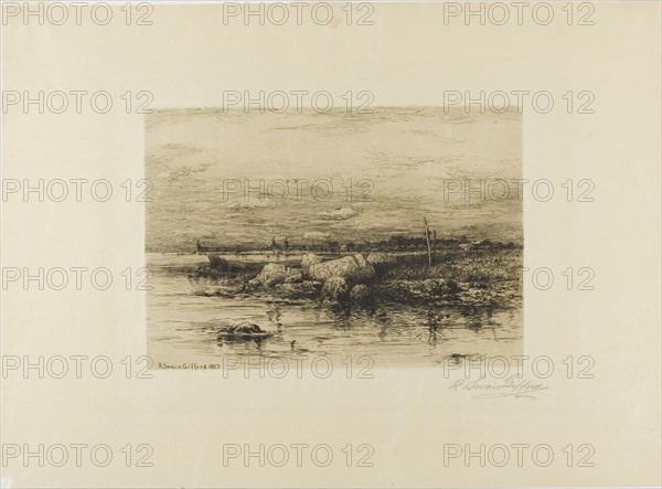 The Mouth of the Apponagansett, 1883, Robert Swain Gifford, American, 1840-1905, United States, Etching on cream China paper, 196 x 283 mm (image), 201 x 288 mm (plate), 364 x 496 mm (sheet)