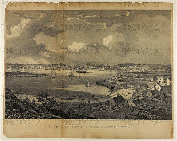 View of the Town of Gloucester, Massachusetts, c. 1836, Fitz Hugh Lane (American, 1804-1865), printed by Pendleton’s Lithography, United States, Lithograph on wove paper, 328 x 499 mm (image), 408 x 510 mm (sheet)