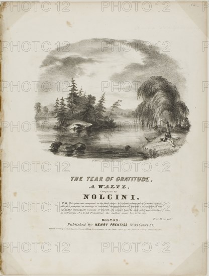 The Tear of Gratitude, 1848, Thomas Moore (American, active 1834–1840s), published by Henry Prentiss (American, 1801–1859), United States, Lithograph in black on ivory wove paper (two sheets sewn together, cover removed), 189 x 242 mm (image), 421 x 318 mm (sheet)