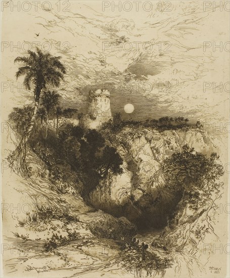 A Tower of Cortez, Mexico, 1883, Thomas Moran, American, born England, 1837-1926, United States, Etching on cream laid paper, 297 x 244 mm (image), 306 x 250 mm (plate), 487 x 352 mm (sheet)