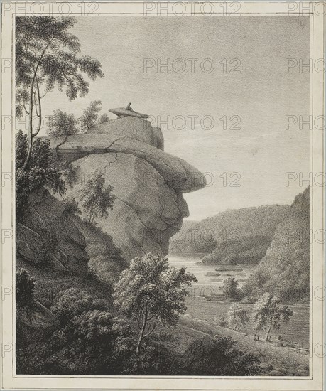 Jefferson’s Rock, 1826, Rembrandt Peale, American, 1778–1860, United States, Lithograph on cream wove paper, laid down on blue wove card, 240 x 197 mm (image), 262 x 219 mm (sheet), 332 x 273 mm (secondary support)