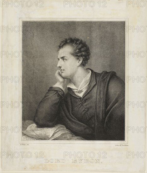 Lord Byron, 1825, Rembrandt Peale, American, 1778–1860, United States, Lithograph on cream wove paper, 261 x 226 mm (image), 356 x 300 mm (sheet)