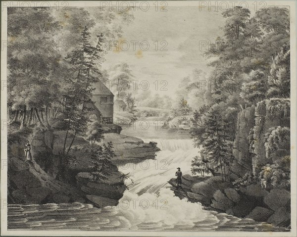 Landscape with Waterfall, n.d., Pendleton’s Lithography, American, active 19th century, United States, Lithograph on cream wove paper, laid down, 218 x 274 mm (image), 227 x 285 mm (sheet)