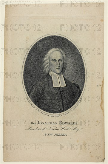 Reverend Jonathan Edwards, 1808, Abner Reed, American, 1771–1866, United States, Engraving on cream wove paper, 176 x 120 mm (plate), 216 x 139 mm (sheet)