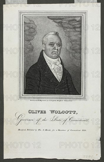 Oliver Wolcott, Governor of Connecticut, 1819, Isaac Sanford, American, active 1783-1822, United States, Engraving and stipple on off-white wove paper, 269 x 189 mm (image), 365 x 255 mm (sheet)