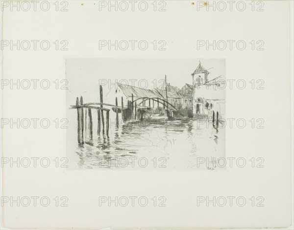 Dock at Newport, 1893, John Henry Twachtman, American, 1853-1902, United States, Etching on ivory laid paper, 121 x 170 mm (image), 127 x 175 mm (plate), 291 x 305 mm (sheet)