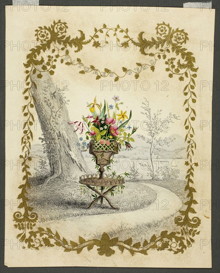 Nature’s Gems, c. 1844, Edwin Whitefield, American, 1816-1892, United States, Lithograph heightened with gold paint and watercolor on cream wove paper, 199 x 156 mm