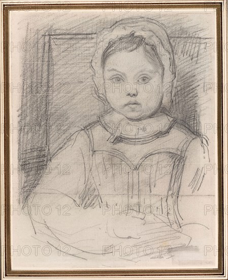 Portrait of Louis Robert, 3 years old, 1843/44, Attributed to Jean-Baptiste-Camille Corot, French, 1796-1875, France, Graphite, with stumping, on ivory laid paper, edge mounted to cream wove card, 194 × 153 mm