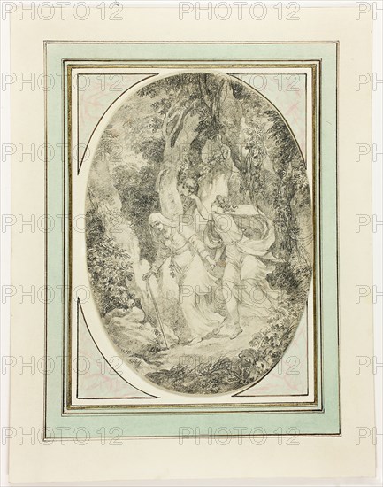 Allegory-Ingenius Love, 1764, Jean Honoré Fragonard, French, 1732-1806, France, Black chalk on cream laid paper, laid down on cream laid card, 288 × 204 mm