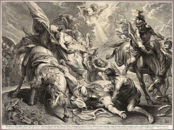 The Conversion of Saint Paul, 1621/33, Schelte Adamsz. Bolswert (Dutch, active in Flanders, c. 1586–1659), after Peter Paul Rubens (Flemish, 1577–1640), Netherlands, Engraving in black on cream laid paper, 430 x 595 mm (image), plate mark not visible, 447 x 301 mm (sheet)