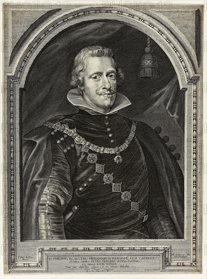 Philip IV, King of Spain, 1632, Paulus Pontius, Flemish, 1603-1658, Flanders, Engraving in black on ivory laid paper, 450 × 330 mm (image), 450 × 334 mm (plate), 456 × 338 mm (sheet)