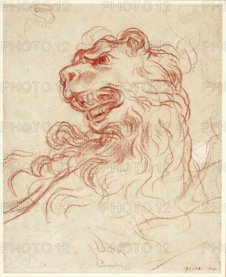 Study of the Head of a Lion, n.d., Baldassare Franceschini, called Volterrrano, Italian, 1611–1690, Italy, Red chalk on cream laid paper, 190 x 155 mm, Daoist Divinity (Jade Emperor?) with Two Attendants, Qing dynasty (1644–1911), 1644, Chinese, China, Hanging scroll (framed), ink, colors, and gold on silk, 51 1/2 × 27 1/2 in.