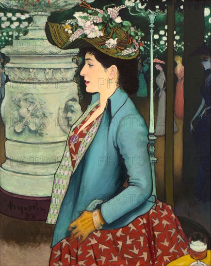 An Elegant Woman at the Élysée Montmartre (Élégante à l’Élysée Montmartre), 1888, Louis Anquetin, French, 1861–1932, Oil on canvas, 90.5 × 72 cm (35 5/8 × 28 3/8 in.)