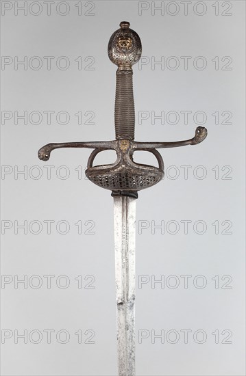 Sword (Pappenheimer Rapier), c. 1630, Dutch, Netherlands, Steel, silver, gilding, wood, and leather, 122.2 × 25.4 cm (48 1/8 × 10 in.)