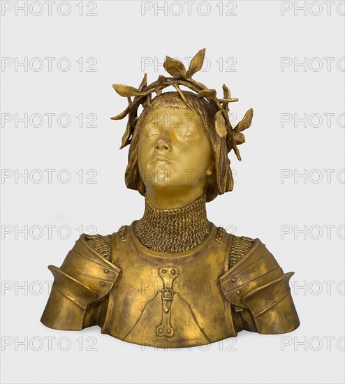Jeanne d’Arc, 1875/1900, Antonin Mercié, French, 1845-1916, Foundry: Bardedienne, Paris, France, Gilt bronze, 55.9 × 53.3 × 27.9 cm (22 × 21 × 11 in.)