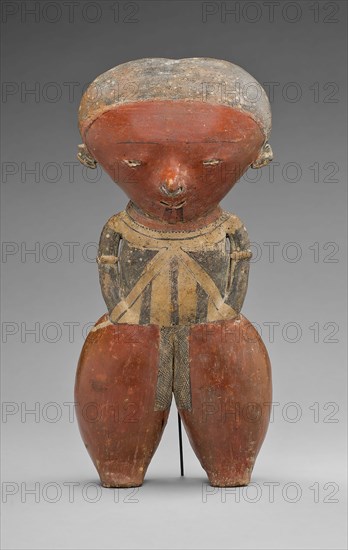 Polychrome Standing Figure with Exaggerated Head and Hips, A.D. 1/300, Nayarit, Chinesco style, Nayarit, Mexico, Nayarit state, Ceramic and pigment, 32.7 x 15.2 x 7.9 cm (12 7/8 x 6 x 3 1/8 in.)