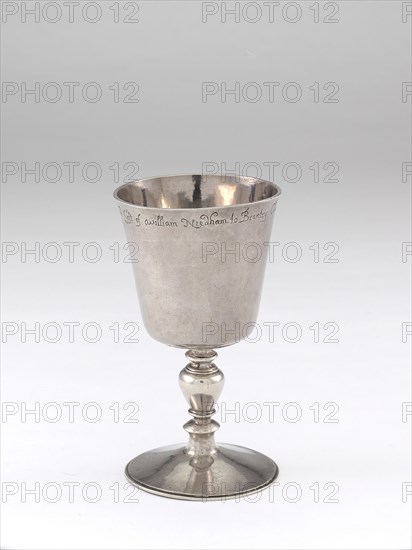 Wine Cup, c. 1660, John Hull, American, born England, 1627–1683, Robert Sanderson, American, born England, c. 1608–1693, Boston, United States, Silver, 17.2 × 9.2 × 9.4 cm (6 3/4 × 3 5/8 × 3 11/16 in.)