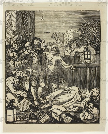 Cruelty in Perfection, 1750, John Bell (English, 1721–1780), after William Hogarth (English, 1697-1764), England, Woodcut with letterpress in black on ivory laid paper, 452 × 382 mm (image/block), 516 × 415 mm (sheet)