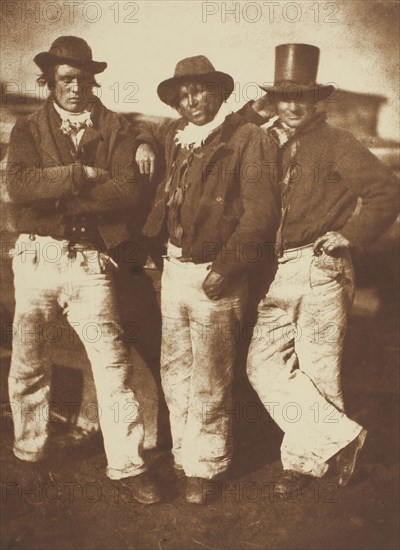 Alexander Rutherford, William Ramsay, and John Liston, Newhaven, 1843/47, printed c. 1916, David Octavius Hill (Scottish, 1802–1870) and, Robert Adamson (Scottish, 1821–1848), Scottish, Carbon print, 19.4 x 14.2 cm (image/paper), 38.4 x 26.6 cm (mount)