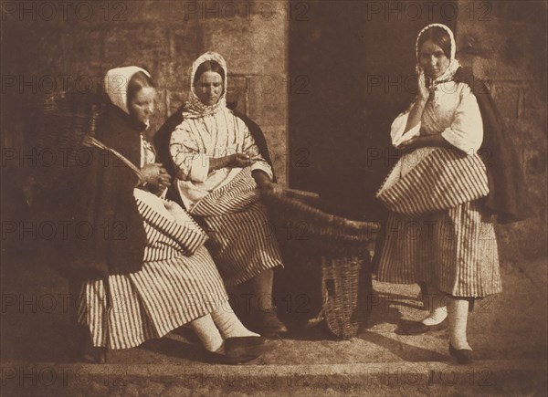 Mrs. Logan and Two Unknown Women, Newhaven, 1843/47, printed c. 1916, David Octavius Hill (Scottish, 1802–1870) and, Robert Adamson (Scottish, 1821–1848), Scottish, Carbon print, 14.5 x 20.0 cm (image/paper), 26.6 x 38.4 cm (mount)