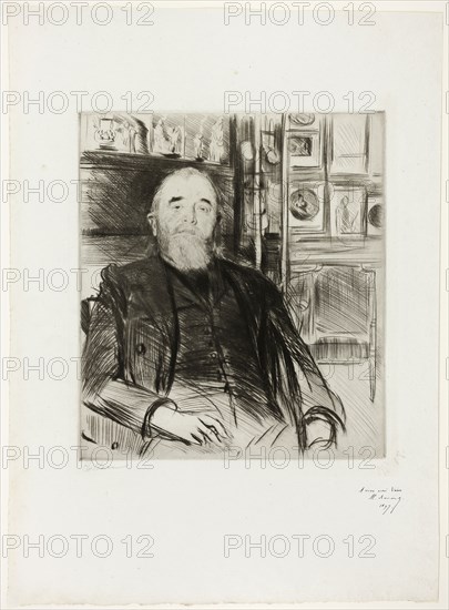 Portrait of Alexis Rouart, 1897, Paul-César Helleu, French, 1859-1927, France, Drypoint with engraving in black on cream laid paper, 336 × 298 mm (image/plate), 575 × 415 mm (sheet)