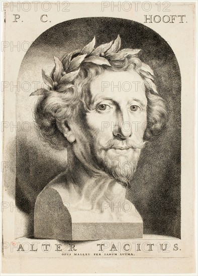 Portrait of Pieter Cornelisz. Hooft, 1669/81, Janus Lutma, II, Dutch, 1624-1689, Netherlands, Punched engraving with etching in black on cream laid paper, 250 x 185 mm (image), 285 x 212 mm (plate), 304 x 217 mm (sheet)
