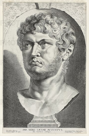 Nero (54-68 A.D.), 1638, Paulus Pontius (Flemish, 1603-1658), after Peter Paul Rubens (Flemish, 1577–1640), Flanders, Engraving in black on ivory laid paper, 316 × 204 mm (image/plate/sheet)