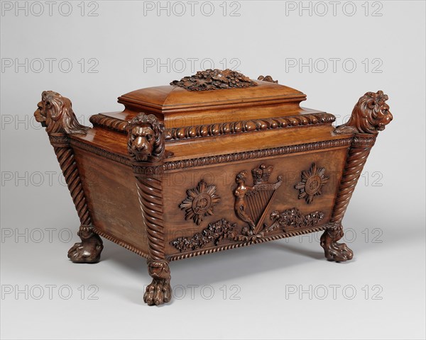 Wine Cooler, c. 1821, Mack, Williams, and Gibton, Irish, 1811-1829, after a design by Francis Johnston, Irish, 1760-1829, Dublin, Ireland, Ireland, Mahogany, lead lining and brass hardware, 106.7 × 64.8 × 76.2 cm (42 × 25 1/2 × 30 in.)