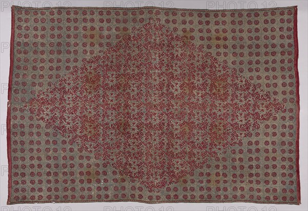 Ceremonial Cloth, 17th century, India, Coromandel Coast, Found in South Sumatra, India, Cotton, plain weave, block printed and resist-dyed, 334.6 x 230.5 cm (131 3/4 x 90 3/4 in.)