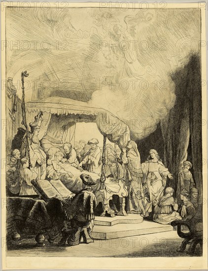 The Death of the Virgin, 18th c., Thomas Worlidge (English, 1700-1766), after Rembrandt van Rijn (Dutch, 1606-1669), England, Etching in black on cream laid paper, 105 × 104 mm (image), 111 × 109 mm (sheet), trimmed within plate mark