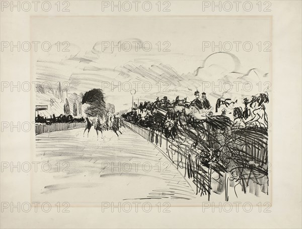 The Races, 1865–72, Édouard Manet, French, 1832-1883, France, Lithograph in black on chine collé, 16 1/2 × 20 in.