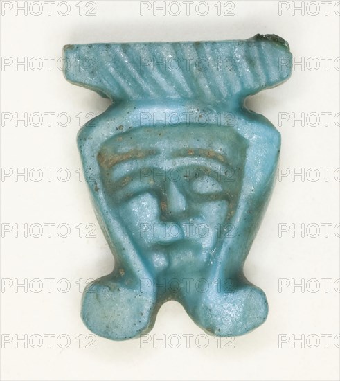 Amulet of the Goddess Hathor, New Kingdom–Late Period (about 1550–332 BC), Egyptian, Egypt, Steatite, 1.3 × 1.0 × 0.3 cm (1/2 × 3/8 × 1/8 in.)