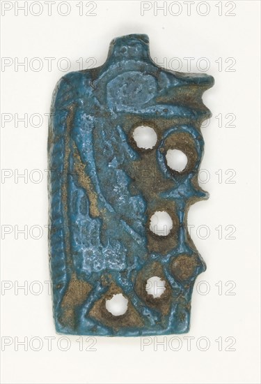 Amulet of the Goddess Tawaret (Thoeris) in Profile, New Kingdom, Dynasties 18–20 (about 1550–1069 BC), Egyptian, Egypt, Faience, 2.5 × 1.3 × 0.3 cm (1 × 1/2 × 1/8 in.)