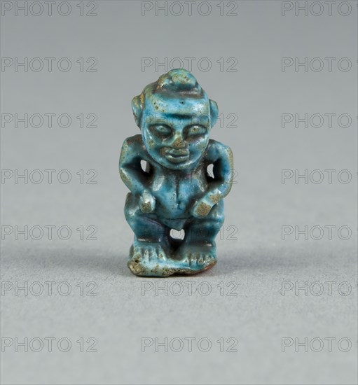 Amulet of the God Pataikos, Third Intermediate Period–Late Period, Dynasties 25–31 (about 747–332 BC), Egyptian, Egypt, Faience, 2.5 × 1.6 × 1.3 cm (1 × 5/8 × 1/2 in.)