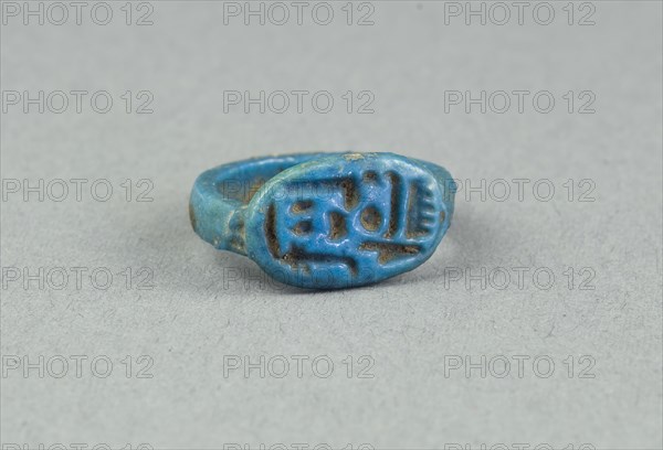 Ring: Amun-Ra, King of the Gods, the Lord, New Kingdom, Dynasties 18–20 (about 1550–1069 BC), Egyptian, Egypt, Faience, W. 1 cm (3/8 in.), diam. 2.1 cm (13/16 in.)
