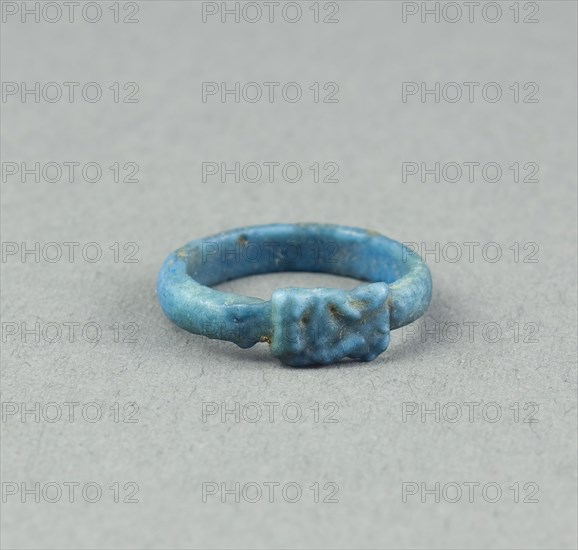 Ring: Head of Hathor, New Kingdom, Dynasty 18 (about 1390 BC), Egyptian, Egypt, Faience, W. 0.5 cm (3/16 in.), diam. 1.7 cm (11/16 in.)