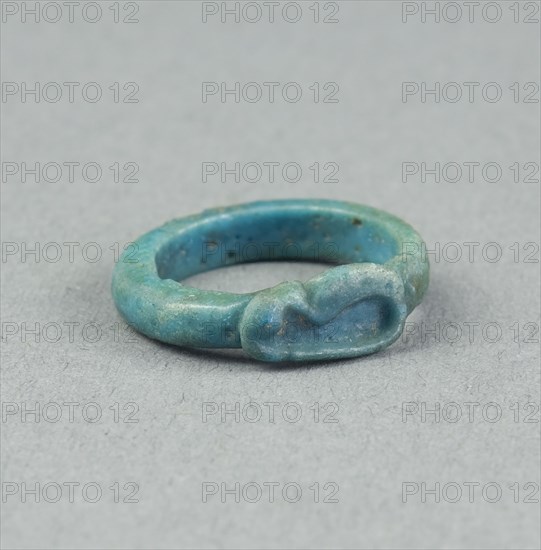 Ring: Figure of Serpent Uto (?), New Kingdom, Dynasty 18 (about 1390 BC), Egyptian, Egypt, Faience, W. 0.5 cm (3/16 in.), diam. 1.9 cm (3/4 in.)