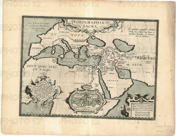 Map, Geographia sacra ex conatibus geographicis Abrahami Ortelij, Abraham Ortelius (1527-1598), Copperplate print