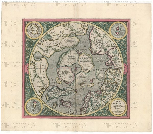 Map, Septentrionalivm Terrarum descriptio. Per Gerardum Mercatorem ..., Gerard Mercator (1512-1594), Copperplate print