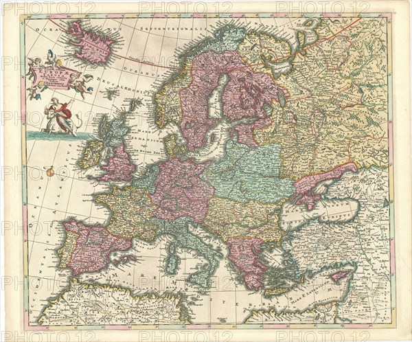 Map, Accuratissima Europæ tabula multis locis correcta, et nuperrime edita authore I. Danckerts Amstelodami, Justus Danckertsz (1635-1701), Copperplate print