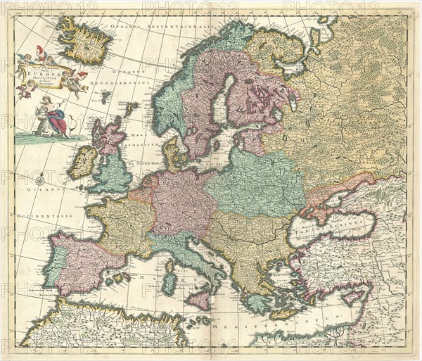 Map, Nova et accurata totius Europæ descriptio authore I. Danckerts Amstelodami, Justus Danckertsz (1635-1701), Copperplate print