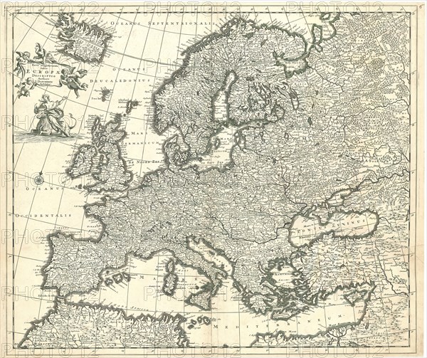 Map, Nova et accurata totius Europæ descriptio authore I. Danckerts Amstelodami, Justus Danckertsz (1635-1701), Copperplate print