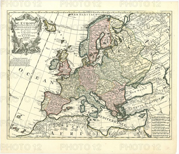 Map, L’Europe dressée sur les observations de Mrs. de l’Academie Royale des Sciences et quelques autres; & sur les memoires les plus recens par G. de L’Isle, Guillaume Delisle (1675-1726), Copperplate print